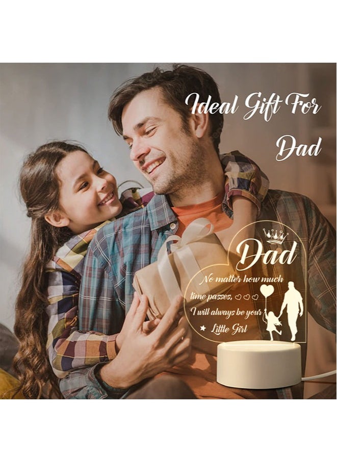 Father's Day Gifts from Daughter Son Personalized Engraved Acrylic Night Light Birthday Gifts, Father Daughter Gifts