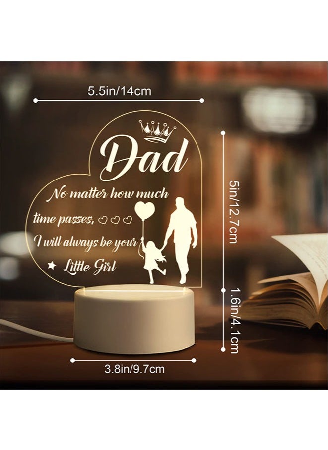 Father's Day Gifts from Daughter Son Personalized Engraved Acrylic Night Light Birthday Gifts, Father Daughter Gifts