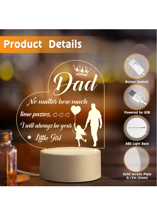 Father's Day Gifts from Daughter Son Personalized Engraved Acrylic Night Light Birthday Gifts, Father Daughter Gifts