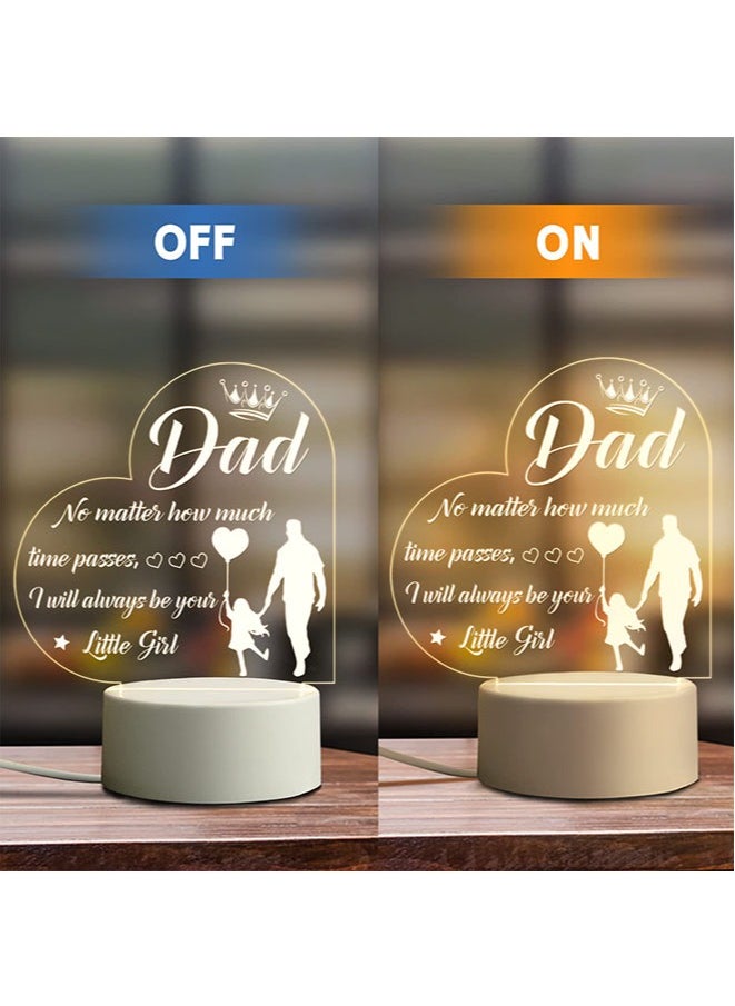 Father's Day Gifts from Daughter Son Personalized Engraved Acrylic Night Light Birthday Gifts, Father Daughter Gifts