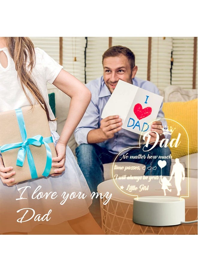 Father's Day Gifts from Daughter Son Personalized Engraved Acrylic Night Light Birthday Gifts, Father Daughter Gifts