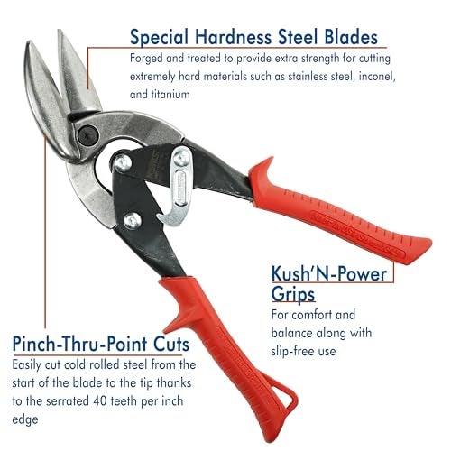 Midwest Snips MIDWEST Special Hardness Aviation Snip - Left Cut Offset Stainless Steel Cutting Shears, Made in the USA - MWT-SS6510L - Image 3