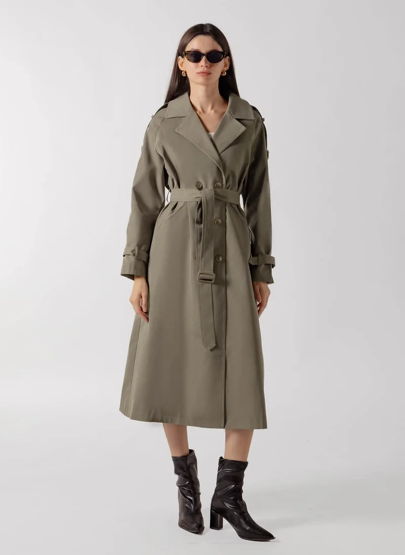 DOUBLE BREASTED LONG TRENCH  COAT