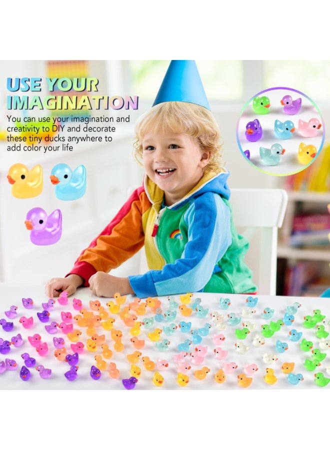 فاييت 150 قطعة من البط الصغير المصنوع من الراتنج والمضيء في الظلام، تماثيل صغيرة مضيئة لحدائق الجنيات، وأحواض السمك، والنباتات المحفوظة في أصص، والأعمال اليدوية، وبيوت الدمى، وزينة الحفلات (10 ألوان) - Image 5