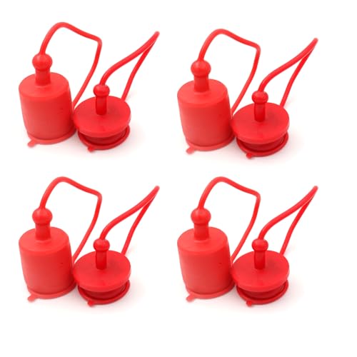 ANHAN 1/4" ISO5675 Hydraulic Coupling Dust Cap and Plug,Red Rubber Male Dust Cap and Female Plug Covers for Hydraulic Quick Coupler 4set - Image 1