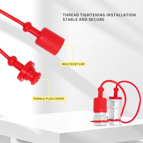 ANHAN 1/4" ISO5675 Hydraulic Coupling Dust Cap and Plug,Red Rubber Male Dust Cap and Female Plug Covers for Hydraulic Quick Coupler 4set - Image 3
