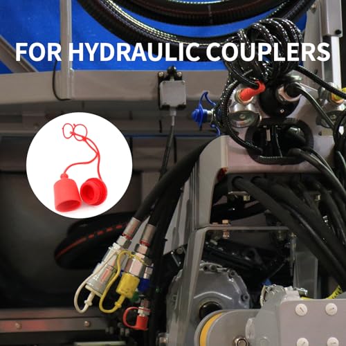 ANHAN 1/4" ISO5675 Hydraulic Coupling Dust Cap and Plug,Red Rubber Male Dust Cap and Female Plug Covers for Hydraulic Quick Coupler 4set - Image 5
