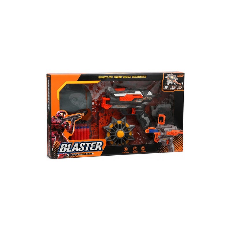 Blaster Toy Gun Set for Boys with Foam Darts and Target, Black and Orange | Action Zone - Image 2