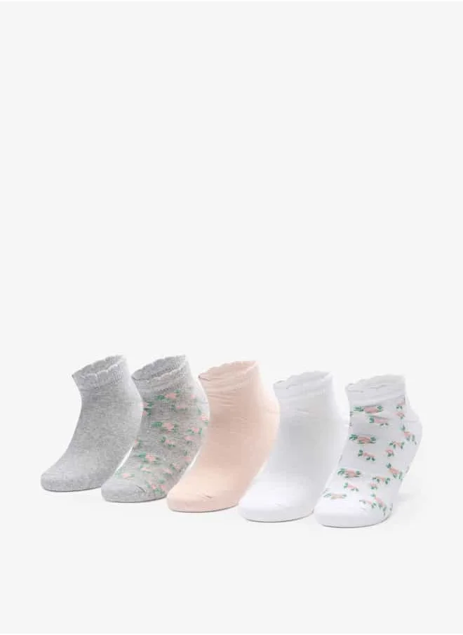 Flora Bella By Shoexpress Girls Assorted Ankle Length Socks - Set of 5