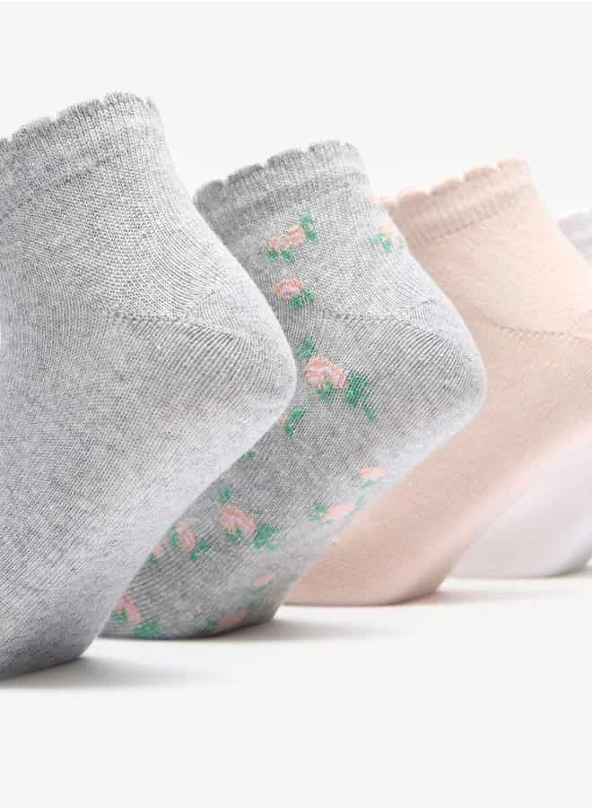 Flora Bella By Shoexpress Girls Assorted Ankle Length Socks - Set of 5