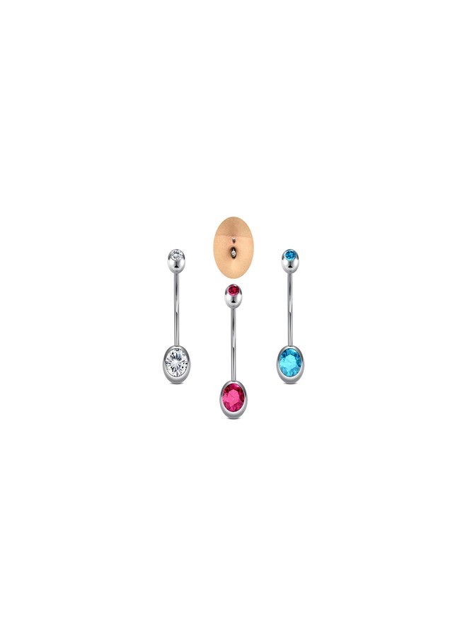 DJCIW 14G 18mm Belly Button Rings for Women, 316L Stainless Steel Navel Barbell with Cubic Zirconia,Petite Belly Piercing Jewelry - Image 1
