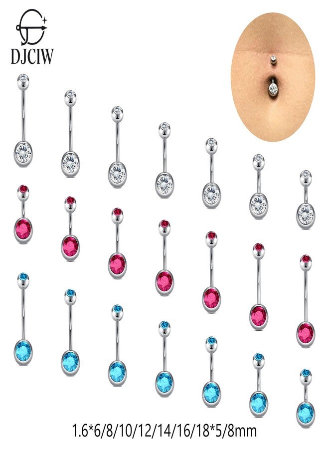 DJCIW 14G 18mm Belly Button Rings for Women, 316L Stainless Steel Navel Barbell with Cubic Zirconia,Petite Belly Piercing Jewelry - Image 2
