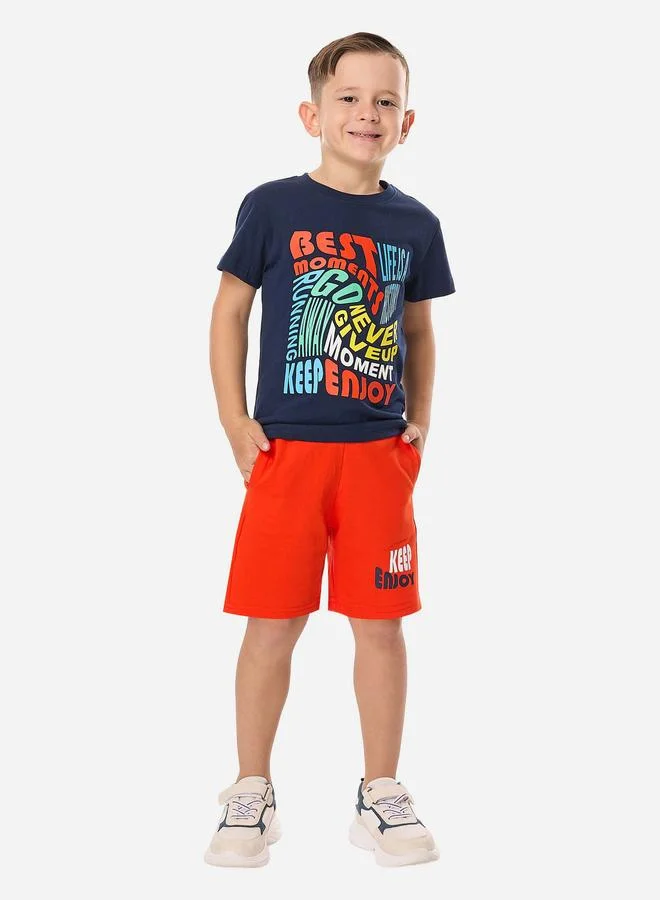 victor and jane Victor And Jane Boys Slogan T-Shirt and Shorts Set