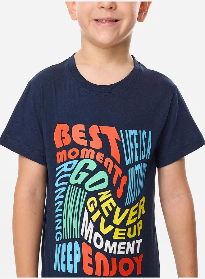 victor and jane Victor And Jane Boys Slogan T-Shirt and Shorts Set