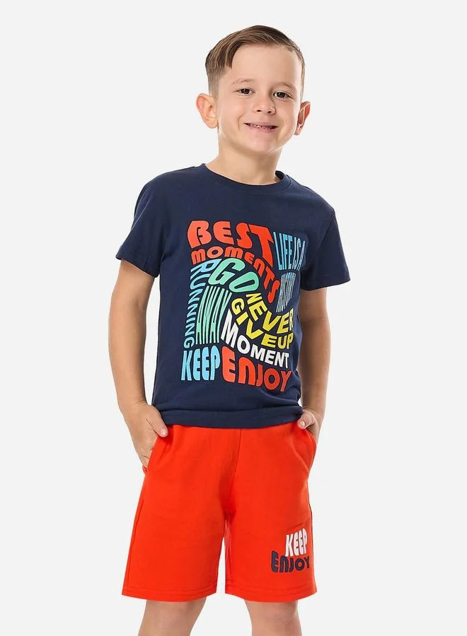 victor and jane Victor And Jane Boys Slogan T-Shirt and Shorts Set