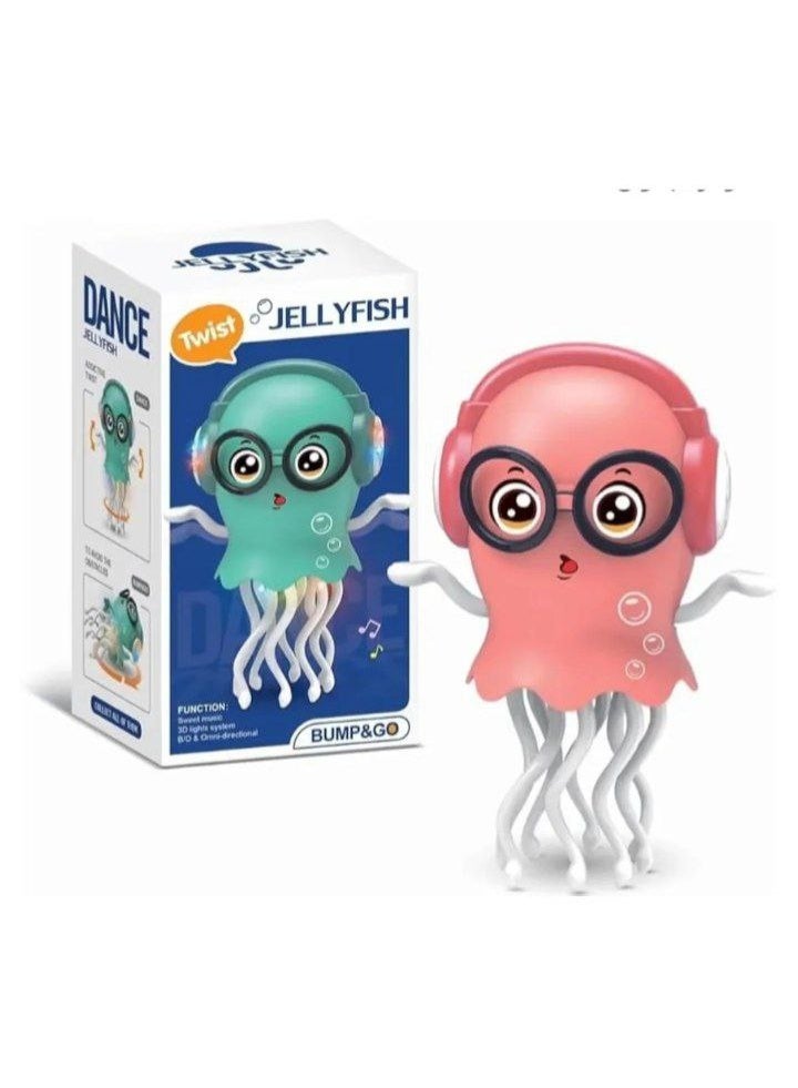 Children's Dancing Octopus Toy, Electric Crawling Jellyfish Toy with Light and Music, Luminous and Moving, Birthday Gift, Pink - Image 1