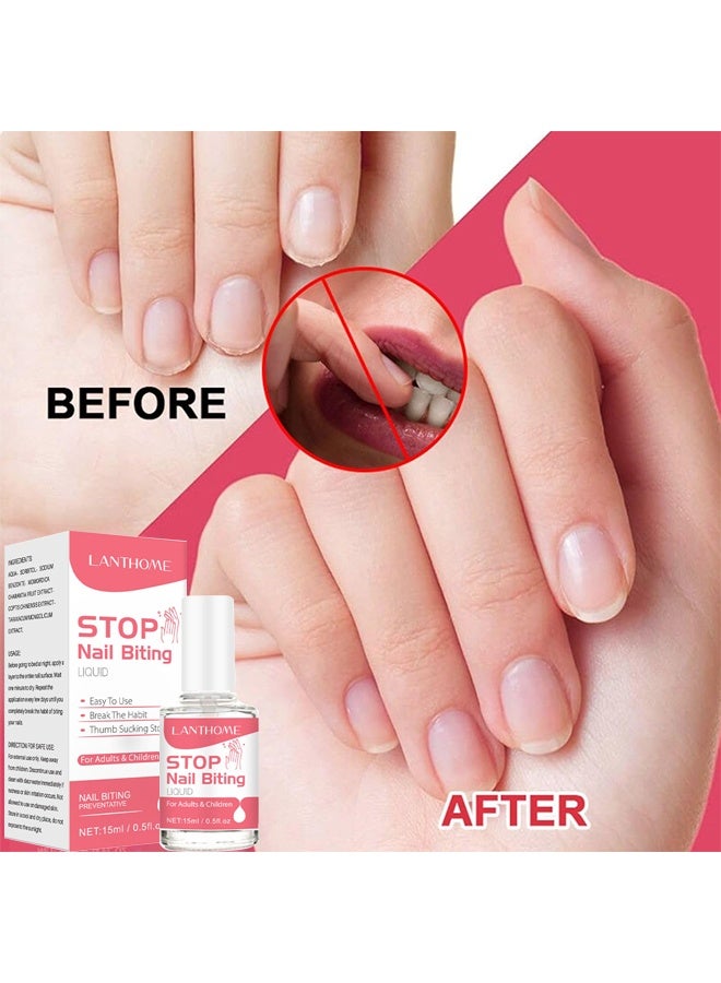 Lanthome Stop Nail Biting, Anti Nail Biting Polish, Clear Varnish To Discourage Nail Biting And Thumb Sucking For Kids And Adults, Plant Extracts, Stop Sucking and Biting Nails Day Night Care, Stop Sucking And Biting Nails Day Night Care, 15ML - Image 5