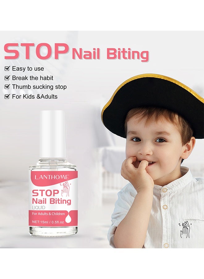 Lanthome Stop Nail Biting, Anti Nail Biting Polish, Clear Varnish To Discourage Nail Biting And Thumb Sucking For Kids And Adults, Plant Extracts, Stop Sucking and Biting Nails Day Night Care, Stop Sucking And Biting Nails Day Night Care, 15ML - Image 2