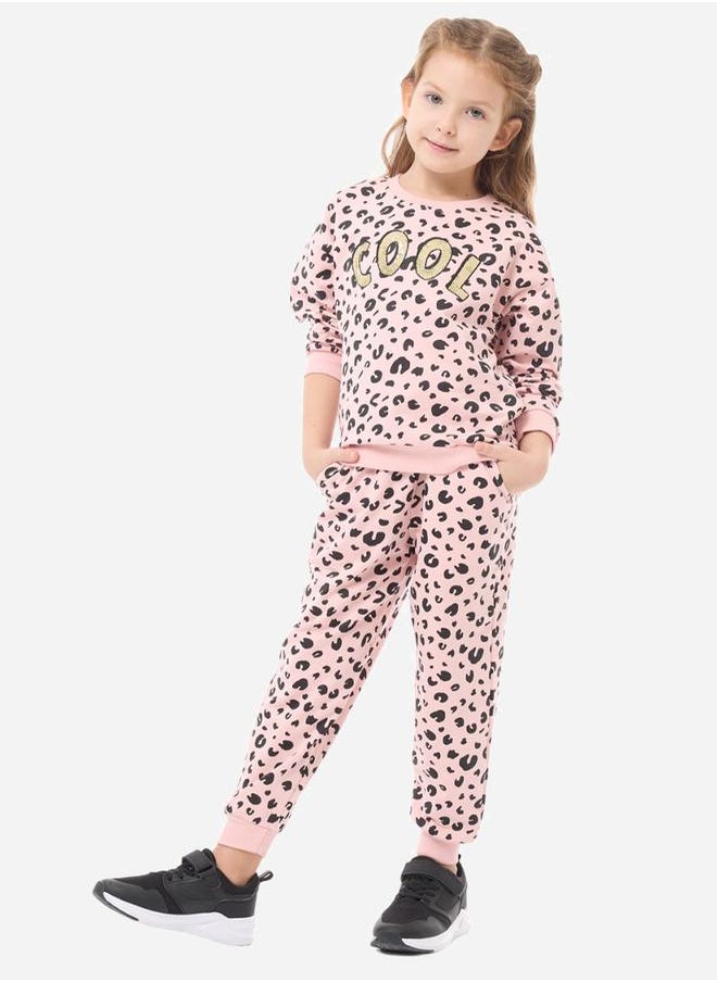 victor and jane - All-Over Animal Print Round Neck Sweatshirt & Joggers Set by Styli - Image 1