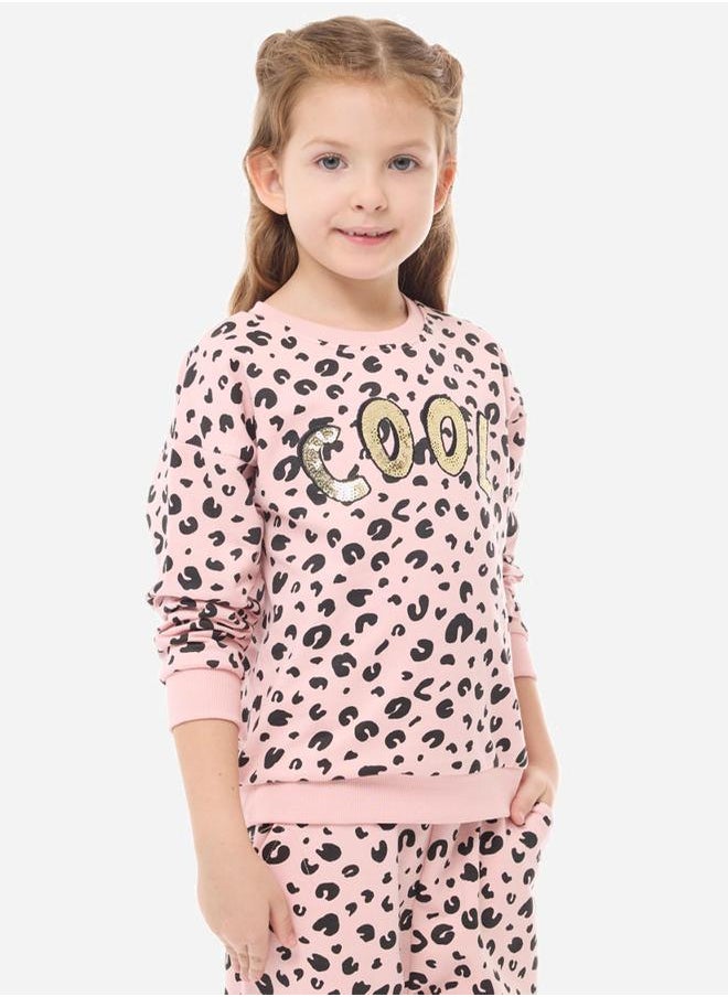 victor and jane - All-Over Animal Print Round Neck Sweatshirt & Joggers Set by Styli - Image 1
