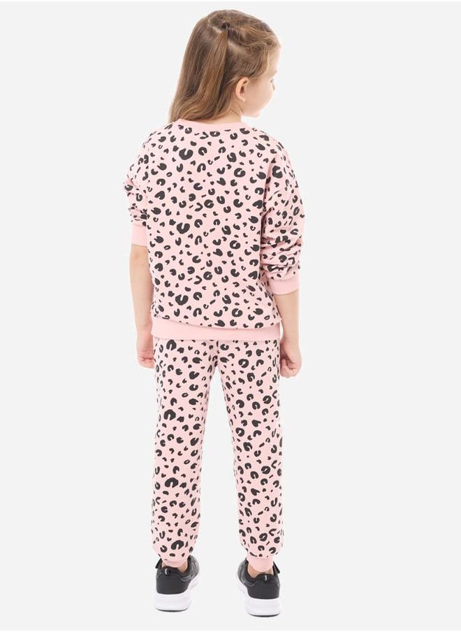 victor and jane - All-Over Animal Print Round Neck Sweatshirt & Joggers Set by Styli - Image 1