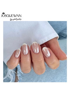 JOSQUEWNN Press On Nails 30pcs, Almond-Shaped Orchid Nail Art,Featuring a Minimalist French White Edge Design. Fashionable And Elegant, These Nails Are Perfect For Any Occasion,Fake Acrylic Nails With Glue Kit.  - Image 1