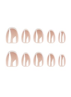 JOSQUEWNN Press On Nails 30pcs, Almond-Shaped Orchid Nail Art,Featuring a Minimalist French White Edge Design. Fashionable And Elegant, These Nails Are Perfect For Any Occasion,Fake Acrylic Nails With Glue Kit.  - Image 5