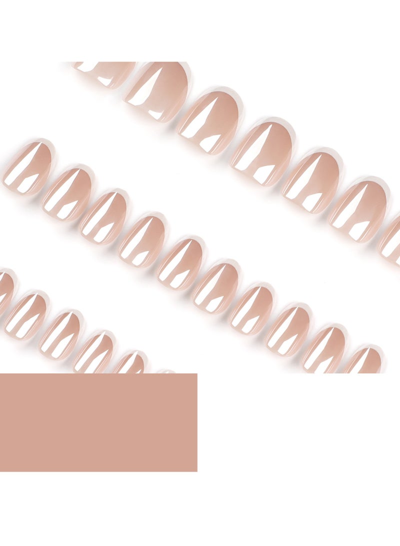 JOSQUEWNN Press On Nails 30pcs, Almond-Shaped Orchid Nail Art,Featuring a Minimalist French Design. Fashionable And Elegant, These Nails Are Perfect For Any Occasion,Fake Acrylic Nails With Glue Kit. - Image 2