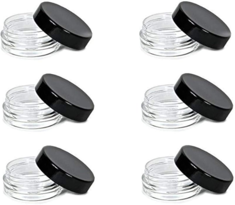 3 Gram 3 ML Jar BPA Free Cosmetic Sample Empty Plastic Container Round Pot with Black Screw Cap Lid Small Tiny 3g Bottle for Make Up Eye Shadow Nails Powder Paint Jewelry (25PCS)