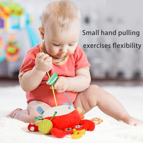 CORSTAE Car Seat Toys for Babies 0–12 Months – Hanging Baby Activity Toy for Car Seat, Stroller, Crib & Gym – Infant Plush Rattle with Mirror, Crinkle, Clip-On for Boys & Girls - Image 2