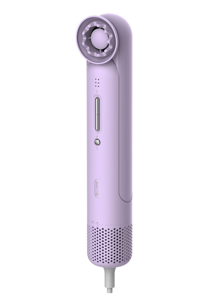 Deerma High Wind Speed Hair Dryer With Columnar Design, 200 Million Negative Ion Hair Care, 23 m/s Speed Wind, 60° Magnetic Suction Wind Nozzle and 12 Dry Hair Mode, Lightweight and Portable DEM-CF35W -Purple  - Image 3