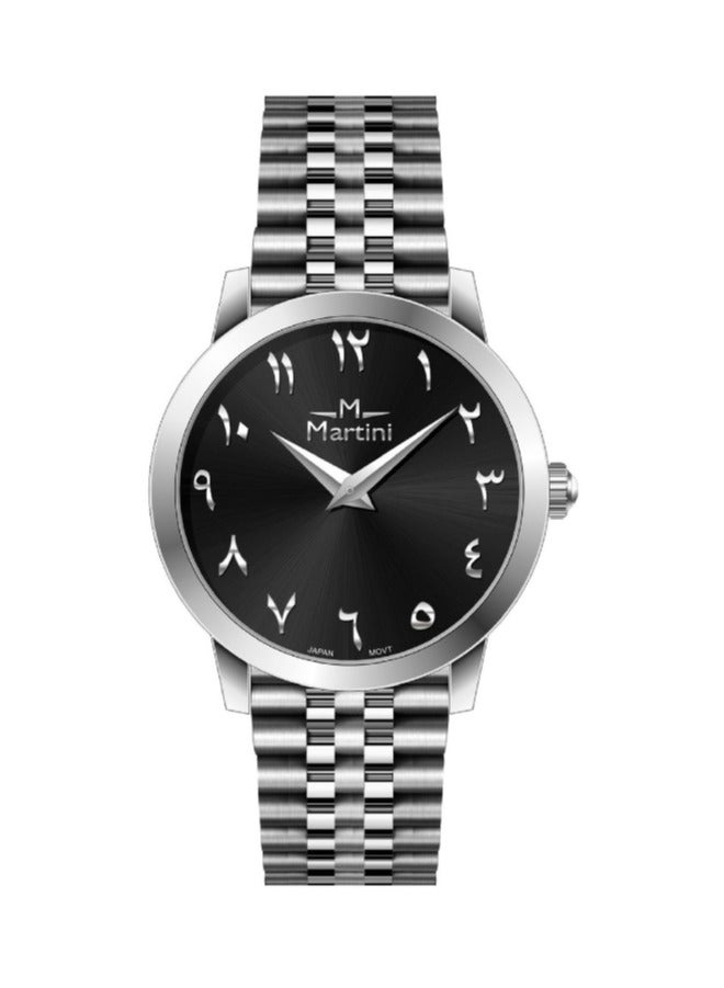 MARTINI Elegant Martini Men's Watch Stylish Black Dial Stainless Steel Band Water Resistant Perfect for Casual and Formal Wear - Image 1