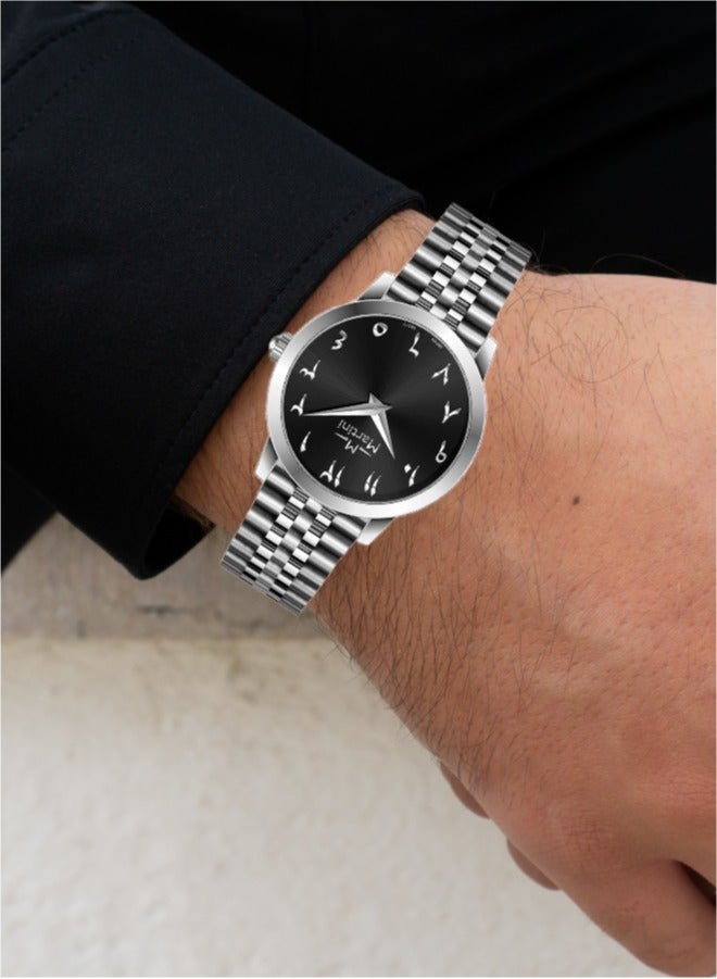 MARTINI Elegant Martini Men's Watch Stylish Black Dial Stainless Steel Band Water Resistant Perfect for Casual and Formal Wear - Image 2