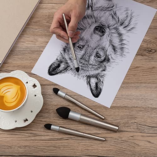 Teling 6 Pcs Artist Blending Sponge Pen Reusable Sketch Rubbing Sponge Brush Washable Drawing Correction Sketch Tool for Artist Student Charcoal Powder Drawing Correcting Smudge Smear, 3 Size - Image 4