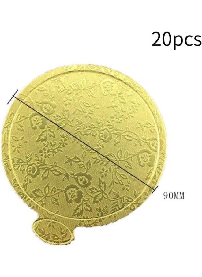 silvercnc 20PCS Gold Paper Round Mousse Cake Board 9cm Cupcake Dessert Display Tray Wedding Birthday Cake Pastry Decorative Bakeware Tools  - Image 4