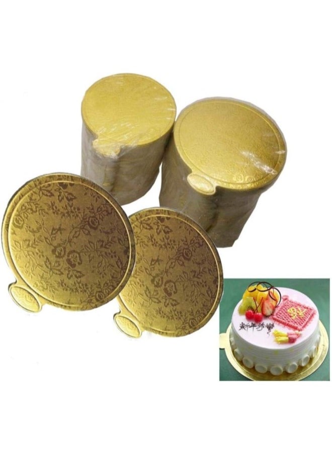silvercnc 20PCS Gold Paper Round Mousse Cake Board 9cm Cupcake Dessert Display Tray Wedding Birthday Cake Pastry Decorative Bakeware Tools  - Image 1