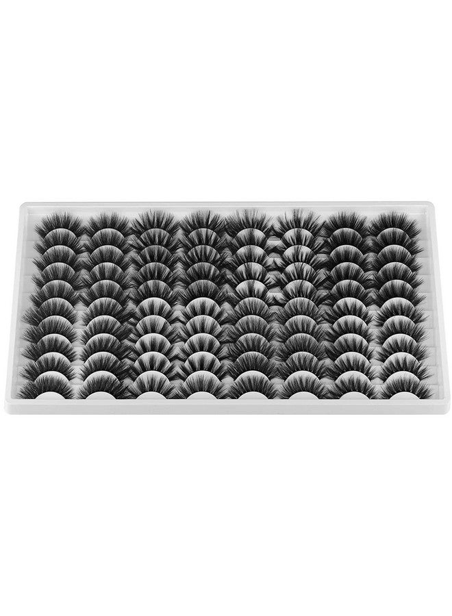 Boahankuke 40 Pairs Mink Lashes Faux Wholesale False Eyelashes Dramatic Natural Look 8 Styles Fake Eyelashes Pack 18 22Mm Thick Crossed Fluffy Volume Reusable Eyelashes 3D Multi Layered Cat Eye&Round Shape - Image 2