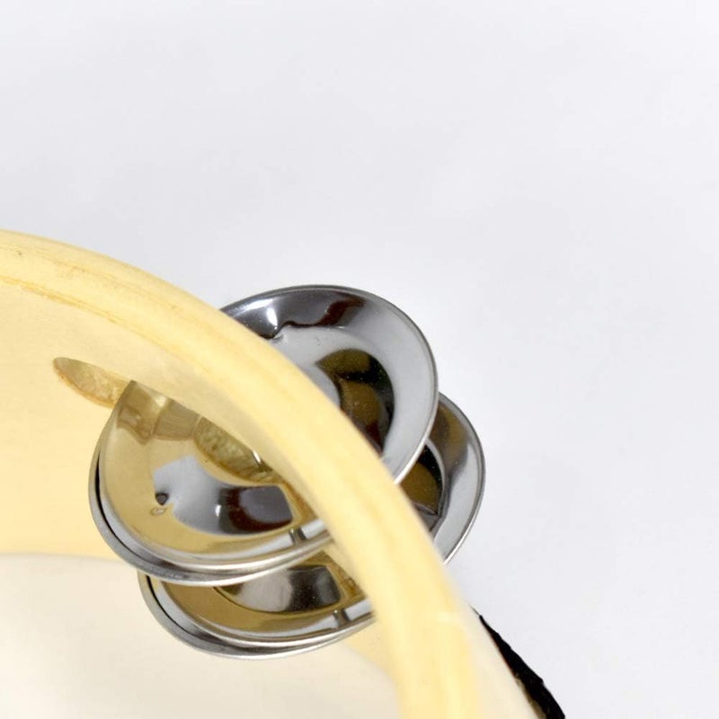ENNBOM Tambourine Hand Bell Double Row Jingles Music Persuccion Church (10 Inch, Dove) - Image 4