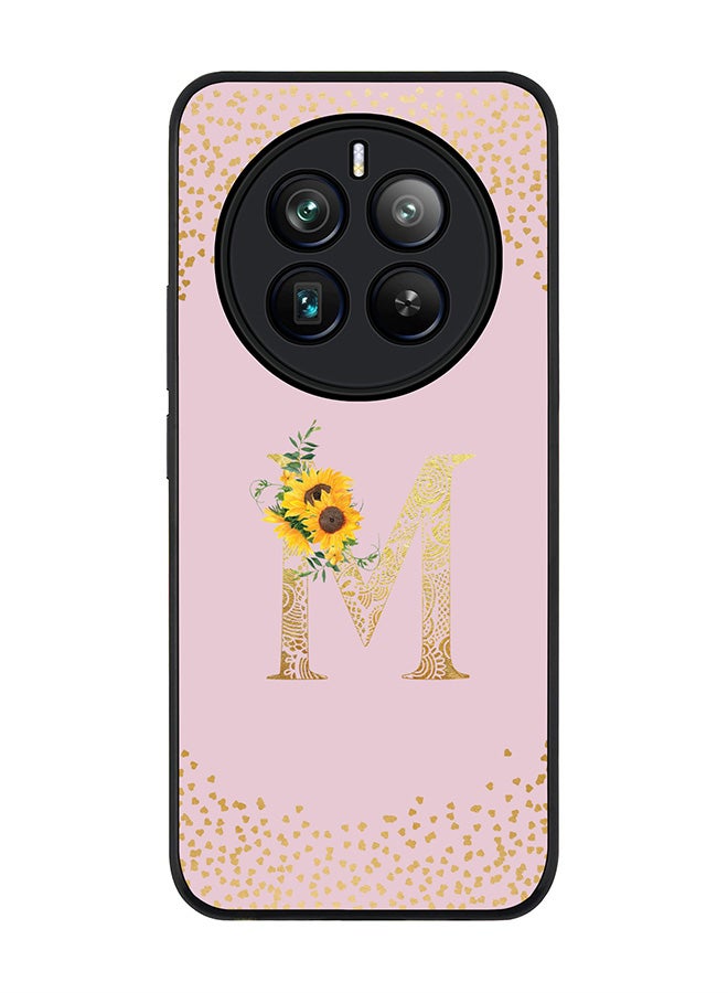Stylizedd Rugged Black edge case for Realme 12 Pro / Realme 12 Pro Plus 5G, Custom Monogram Initial Letter Mandala Floral Pattern Alphabet-M (Pink ) - Image 1