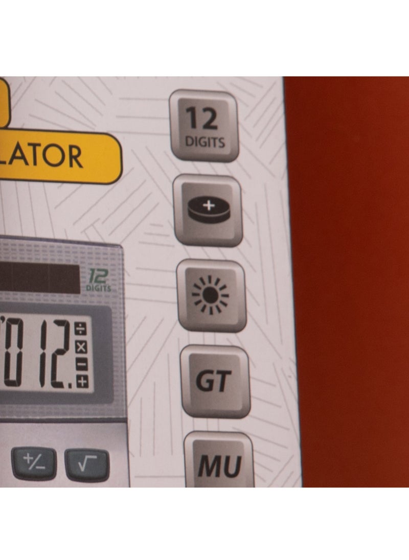 بريما آلة حاسبة مكتبية 12 رقم | طاقة مزدوجة شمسية وبطارية، شاشة واضحة، أزرار أكريليك كبيرة ناعمة، جسم متين، قاعدة مائلة لتسهيل الرؤية - Image 5