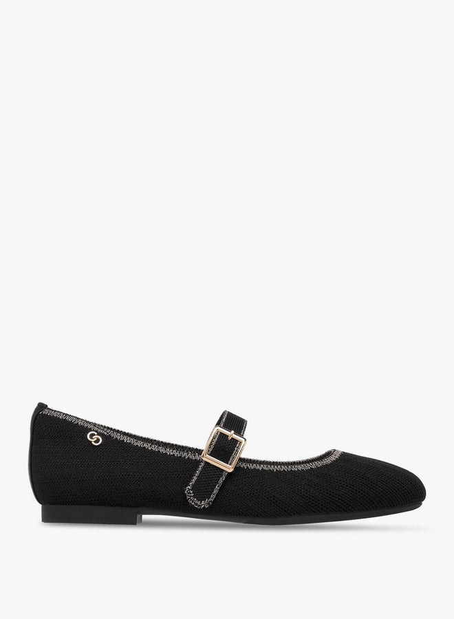 Celeste Women's Textured Ballerina Shoes with Buckle Closure  - Image 3