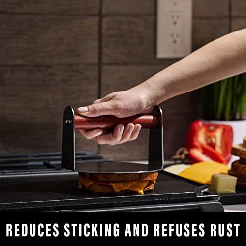Bellemain Burger Smasher for Griddle | Stainless Steel 6" Round Smash Burger Press | Hamburger Press for Grill, Cooking, Meat Press with Wooden Handle, Grill Accessories Kit - Image 4