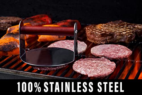 Bellemain Burger Smasher for Griddle | Stainless Steel 6" Round Smash Burger Press | Hamburger Press for Grill, Cooking, Meat Press with Wooden Handle, Grill Accessories Kit - Image 3