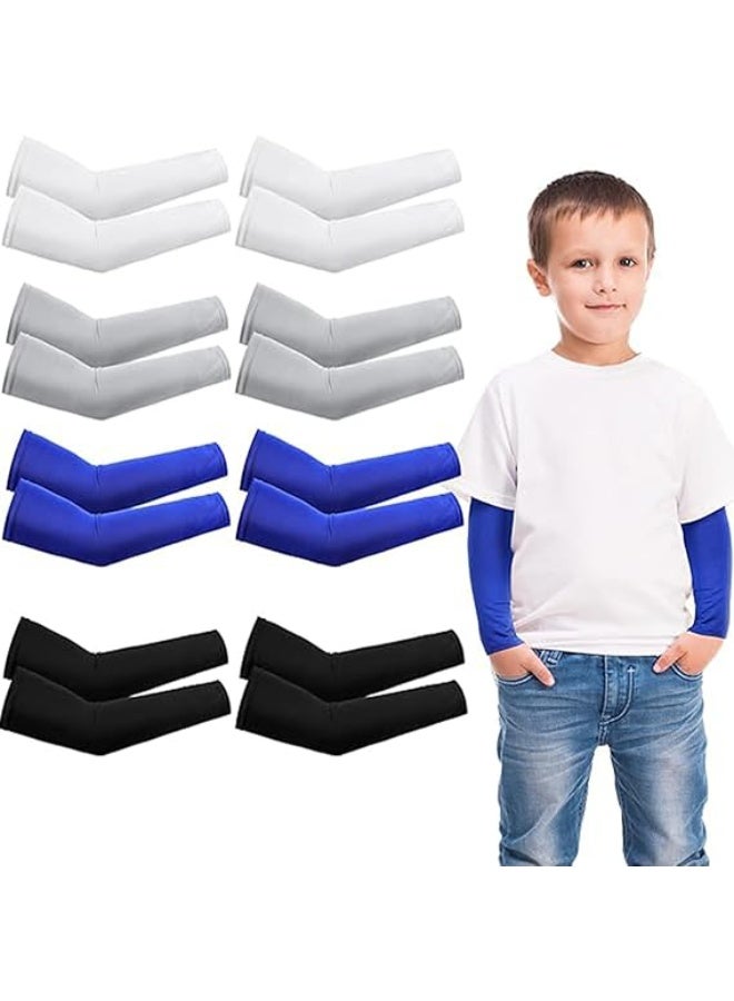 ChicAbode 8 Pairs Kids UV Sun Protection Sleeves, Compression Sleeves, Cooling Arm Cover, Multicolor, One Size, Unisex-Kids - Image 1