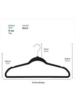 Red Dot Gift Red Dot Gift 10-Pack Black Non-Slip Velvet Hangers 45cm With 360 Degree Rotatable Hook - Durable & Slim - Non Slip Hangers for Coat Hangers - Pant Hangers  - Image 2