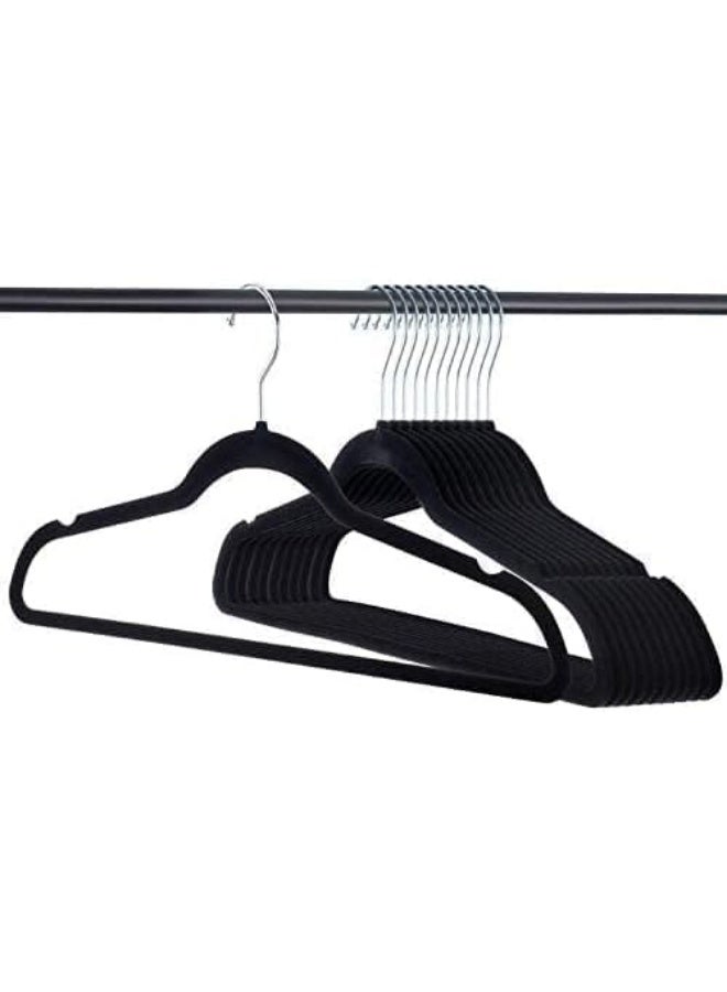 Red Dot Gift® 10-Pack 45cm Black Non-Slip Velvet Hangers - Slim Space-Saving Coat & Pant Hangers with 360° Swivel Hook - Image 2