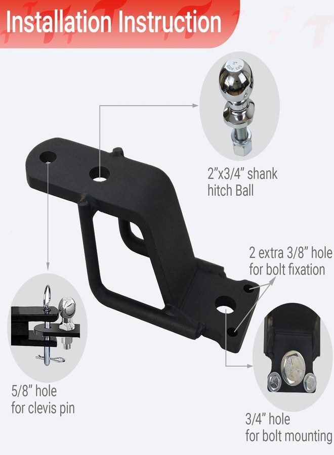 REDTEE 3-Way ATV/UTV Hitch Adapter with 2-Inch Ball, 3500 lbs Capacity - 3-Inch Rise Lawn Mower Hitch, 3-in-1 Mounting Options, No Swivel, Heavy Duty - Image 3