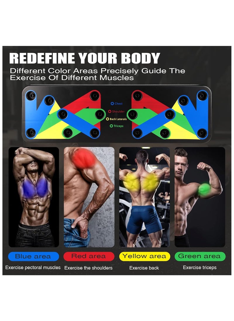 BJM Push Up Board 9 in 1 Home Workout Equipment Multi-Functional Pushup Bar System Fitness Floor Chest Muscle Exercise Professional Equipment Burn Fat Strength Training Arm  - Image 3
