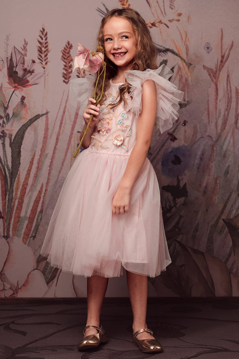 TUTULAND Tutu Dress for Girls - Embroidered Tulle Tiered Layered Flower Toddler Dress for Wedding & Birthday - Image 2