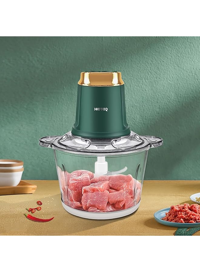 erorex 3L Green Meat Grinder Electric Food Processor Multi Functional Electric Chopper 2 Speed With Glass Bowl And 4 Blades For Home Kitchen Restaurants Meat Vegetables Fruits Nuts  - Image 1
